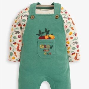 JoJo Maman Bébé “Grow Your Own” Dungarees Set